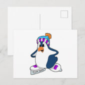 Carte Postale Manchot au patinage artistique avec des patins à g (Devant / Derrière)