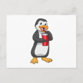 Carte Postale Manchot avec gobelet avec paille (Devant)