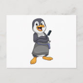 Carte Postale Manchot coiffeur avec peigne (Devant)