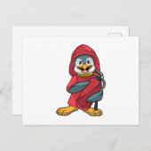 Carte Postale Manchot comme pompier avec extincteur d'incendie (Devant / Derrière)