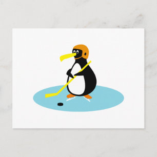Carte Postale manchot de hockey sur glace mignon idiot