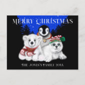 Carte Postale Manchot de Noël bébé ours polaire bébé phoque (Devant)