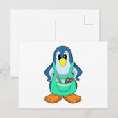 Carte Postale Manchot en coiffeur avec ciseaux et rasoir (Devant / Derrière)