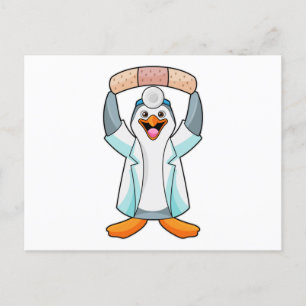 Carte Postale Manchot en médecin avec plâtre