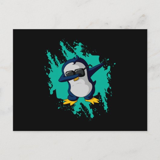 Carte Postale Manchot qui dabe avec humour, idée cadeau cool (Devant)