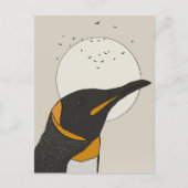 Carte Postale Manchot Solitaire Sous la Lune (Devant)