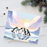 Manchots Hiver Aquarelle | Neige et Glace Mignons