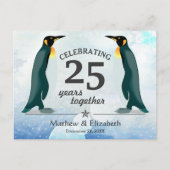 Carte Postale Manchots mignons dans la neige | 25e anniversaire  (Devant)