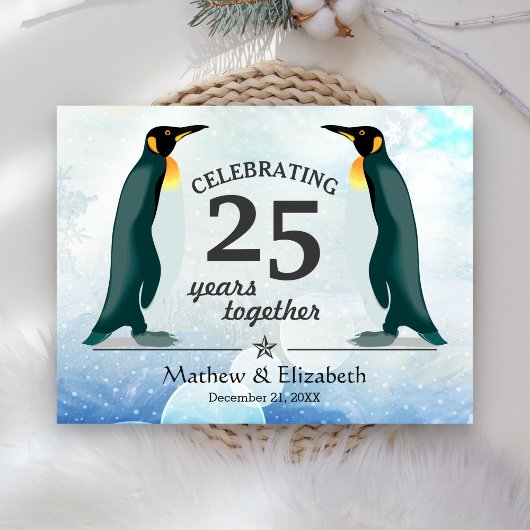 Carte Postale Manchots mignons dans la neige | 25e anniversaire 