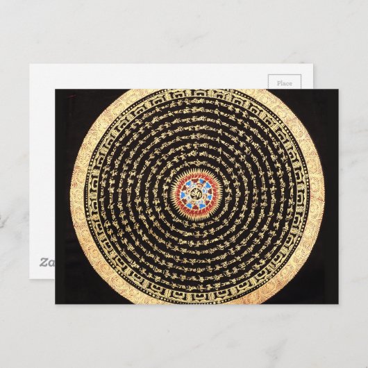 Carte Postale Mandala Art tibétain (or et noir) (Devant / Derrière)