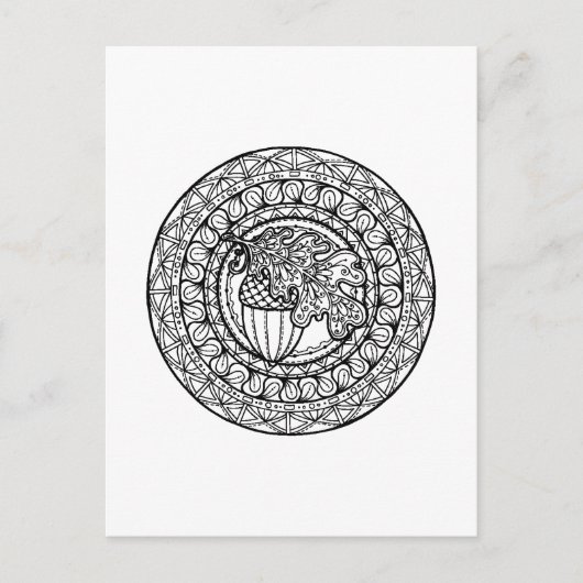 Carte Postale Mandala Autumn Oak Leaf inspirée (Devant)