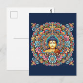 Carte Postale Mandala avec bouddha (Devant / Derrière)