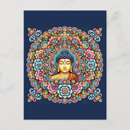 Carte Postale Mandala avec bouddha (Devant)