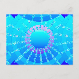 Carte Postale Mandala avec étoiles - dégradé de satin turquoise