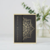 Carte Postale Mandala Black and Gold Happy Holidays (Debout devant)