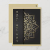 Carte Postale Mandala Black and Gold Happy Holidays (Devant / Derrière)