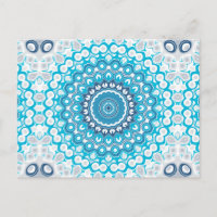 Mandala Bleu et Blanc Géométrique hivernal givré