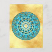 Carte Postale Mandala bleu or sur fond doré (Devant)