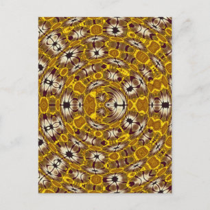 Carte Postale Mandala Bohème à Motif Floral Doré