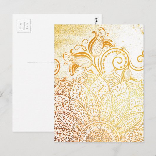 Carte Postale Mandala - Brosse dorée (Devant / Derrière)