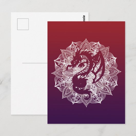 Carte Postale Mandala Circle Dragon (Devant / Derrière)