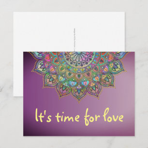 Carte Postale Mandala coloré chic de style indien 1