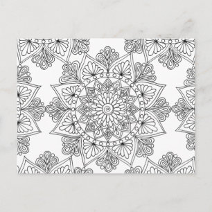 Carte Postale Mandala Coloriage motif floral