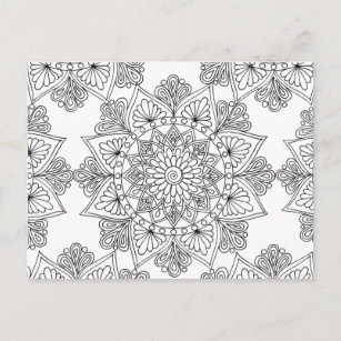 Carte Postale Mandala Coloriage motif floral