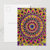 Carte postale mandala crayon de couleur violet jau (Devant / Derrière)