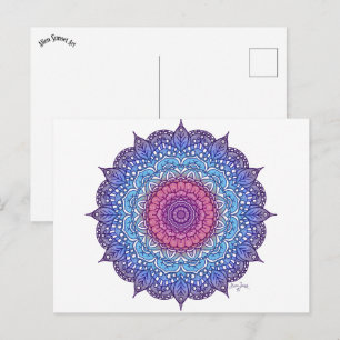 Carte Postale Mandala de feuille de fleur violette