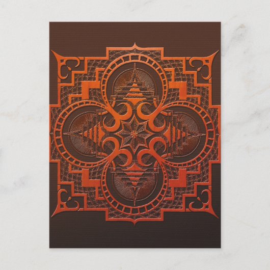 Carte Postale mandala de gravure sur bois en omjarah (Devant)
