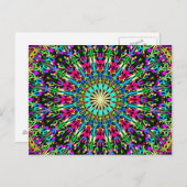 Carte Postale Mandala de kaléidoscope floral coloré (Devant / Derrière)