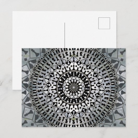 Carte Postale Mandala de pièces d'échecs (Devant / Derrière)
