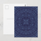 Carte Postale Mandala design en bleu profond (Devant / Derrière)