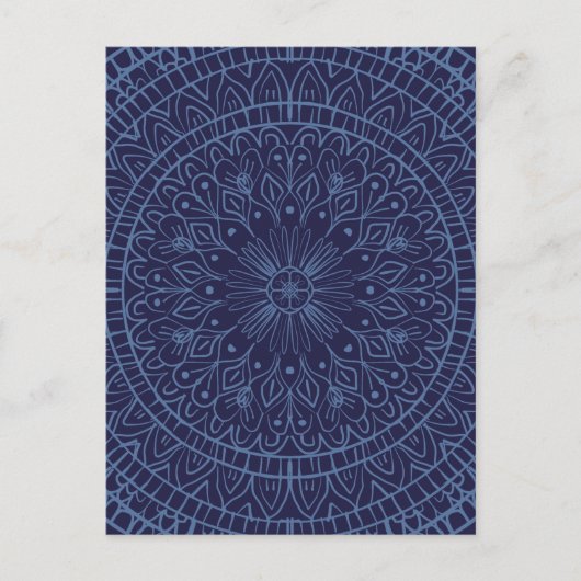 Carte Postale Mandala design en bleu profond (Devant)