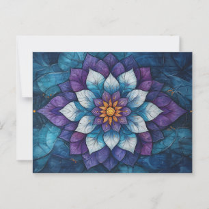 Carte Postale Mandala Doodle Bleu et Violet Fantaisiste