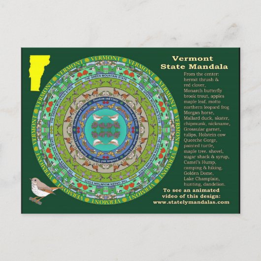 Carte postale Mandala du Vermont State (Devant)