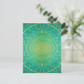 Carte Postale Mandala Emeral Vert or couleur (Debout devant)