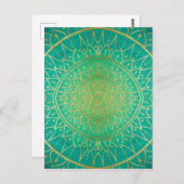 Carte Postale Mandala Emeral Vert or couleur (Devant / Derrière)