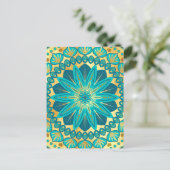 Carte Postale Mandala Fleur Or Bleu (Debout devant)