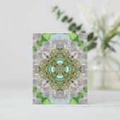 Carte Postale Mandala florale bling vert émeraude rhinestone (Debout devant)