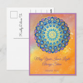 Carte Postale Mandala Gold Blue Purple Floral Script (Devant / Derrière)