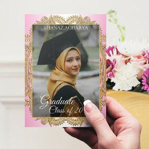 Carte Postale Mandala Gold Sur Faire-part Pink Graduation