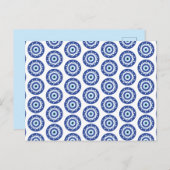 Carte Postale Mandala Grec Mal Eye Motif Bleu Blanc (Devant / Derrière)
