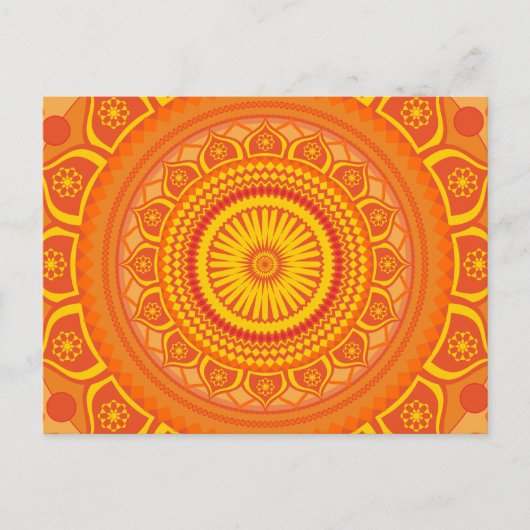 Carte Postale mandala indien orange (Devant)