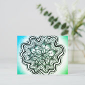 Carte postale Mandala indonésienne verte et bleue (Debout devant)