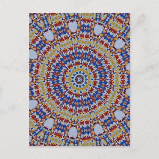 Carte Postale Mandala jaune bleu (Devant)