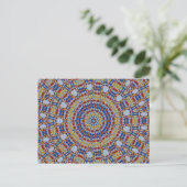 Carte Postale Mandala jaune bleu (Debout devant)