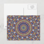 Carte Postale Mandala jaune bleu (Devant / Derrière)