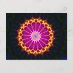 Carte postale Mandala - Jaune et rose